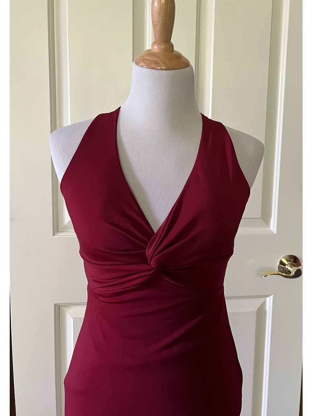 Women’s Twist-Front Burgundy Gown